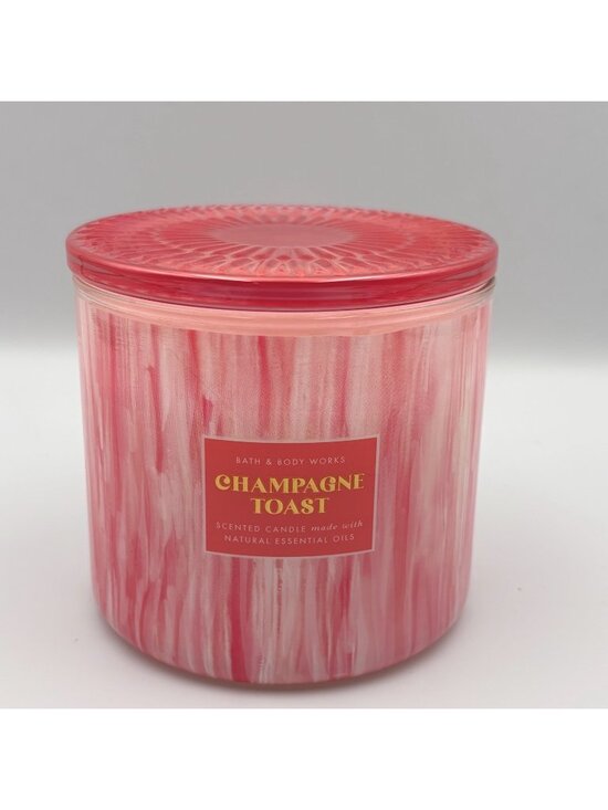Bath & Body Works Other - Bath & Body Works Champagne Toast 3 Wick Jar Candle Pink Glass Lid 14.5 oz